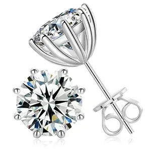 18K White Gold Over Solid 925 Silver Genuine VVS Moissanite - CaratixJewelry